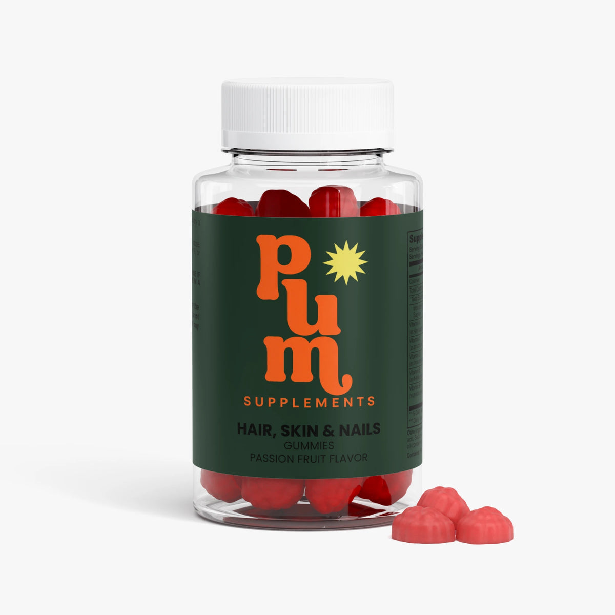 Plum Supplements Hair, Skin and Nails passion fruit gummies bottle