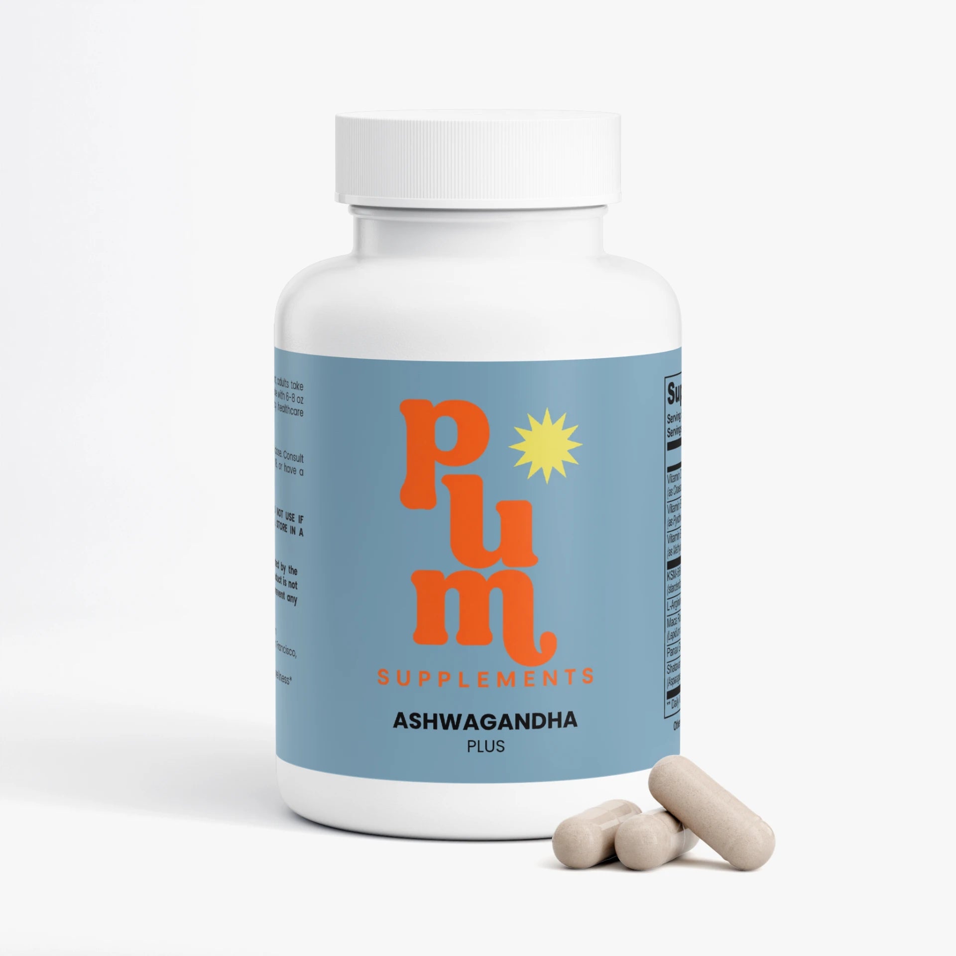 Plum Supplements Ashwagandha Plus bottle with capsules