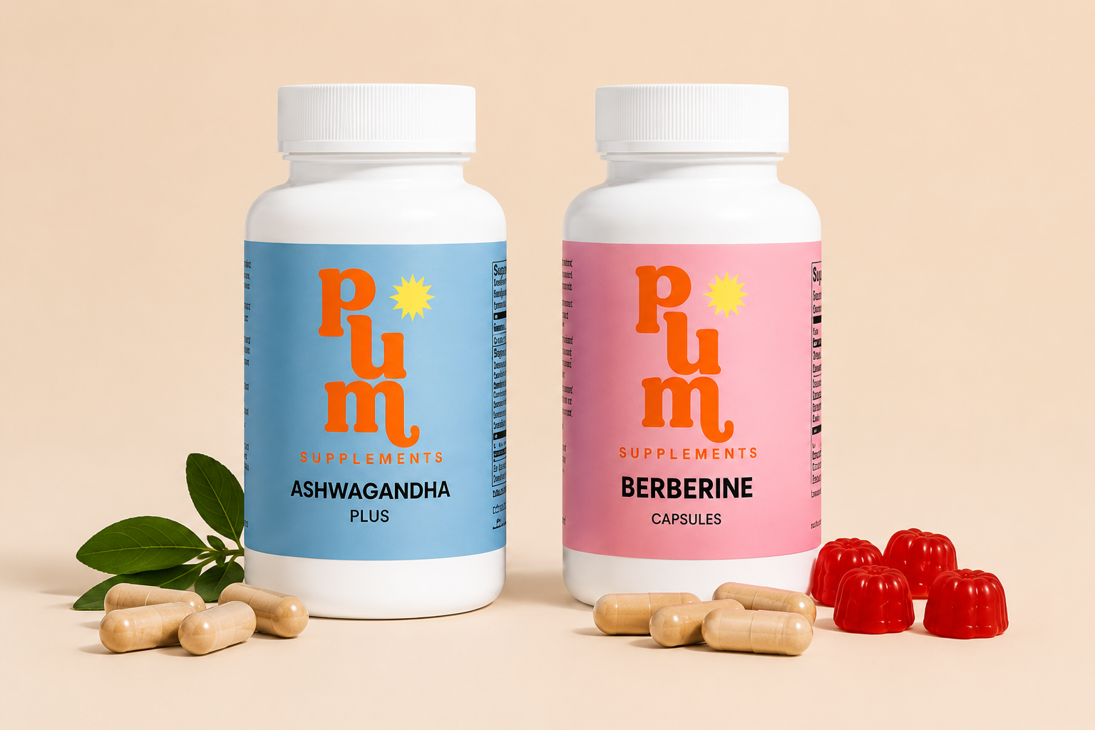 Performance Stack: Plum Ashwagandha Plus and Berberine bottles