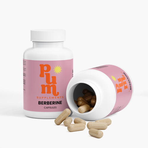 Plum Supplements Berberine bottle open with capsules spilling out